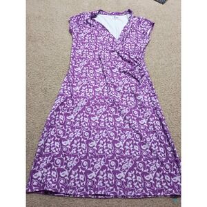 Athleta Dress Size M Nectar Faux Wrap Short Sleeves Purple Floral Paisley